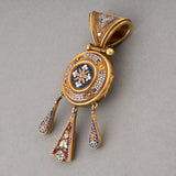 19 Th Century Gold and Micro Mosaïques Locket Pendant