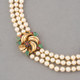 Gold Pearls and Precious Stones French Vintage Necklace