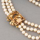 Gold Pearls and Precious Stones French Vintage Necklace