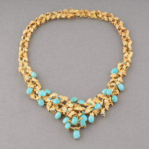 Gold and Turquoises Vintage Necklace