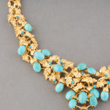 Gold and Turquoises Vintage Necklace