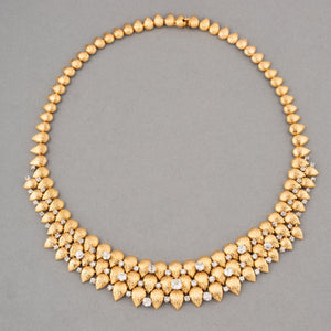 Gold and 3.50 Carats Diamonds French Vintage Necklace