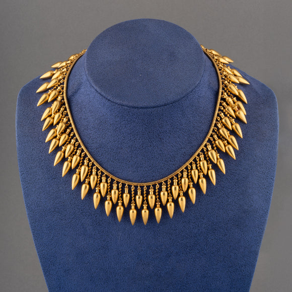 French Antique Necklace Etruscan Revival in Gold