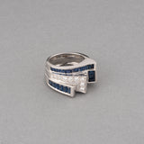 Platinum Diamonds and Sapphire French Art Déco Ring