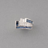 Platinum Diamonds and Sapphire French Art Déco Ring