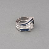 Platinum Diamonds and Sapphire French Art Déco Ring