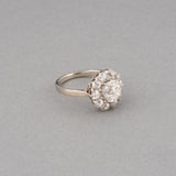 Gold Platinum and 2.40 Carats Diamonds French Antique Ring