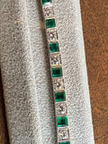 3 Carats Diamonds and 4 Carat Emeralds French Art Deco Bracelet