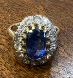 Gold Diamonds and Sapphire French Antique Ring