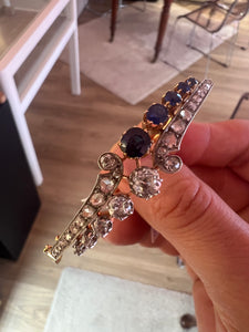 Gold Diamonds and Sapphires French Antique Bracelet