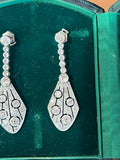 Gold Platinum and 5.50 Carats Diamonds French Art Deco Earrings