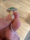 Certified 1.50 Carats Colombian Emerald and 1.50 Carats Diamonds French Belle Epoque Ring