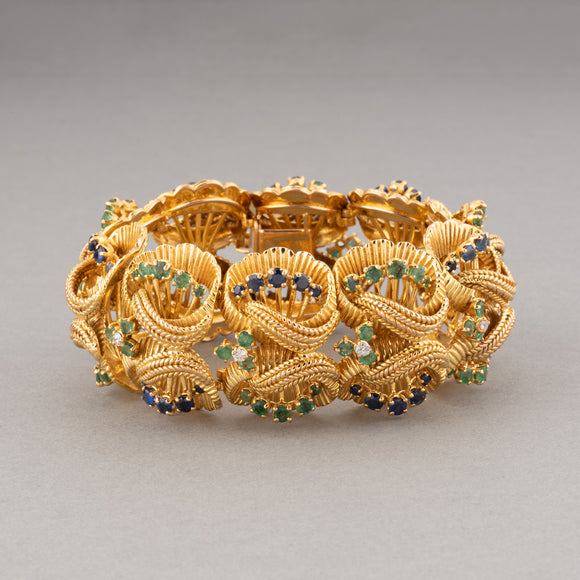 Gold and precious stones French Retro Bracelet