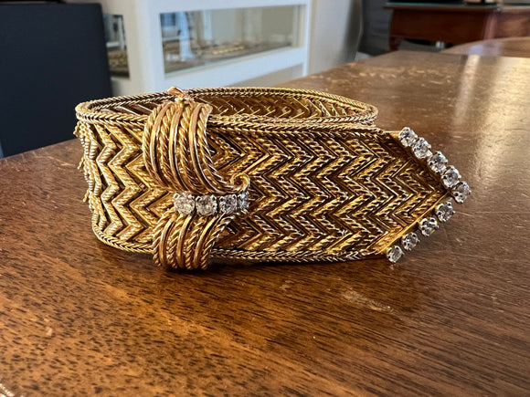 Gold and Diamonds French Vintage Belt Bracelet