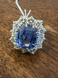 Certified 7.40 Carats Ceylon Sapphire and Diamonds Vintage Ring