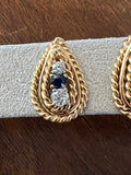 Gold Diamonds and Sapphires Vintage Earrings