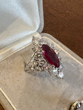 2.5 Carats Diamonds and 1.60 Carats Certified Ruby Ring