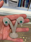 4.50 Carats Diamonds and 2.80 carats Emeralds Vintage Earrings