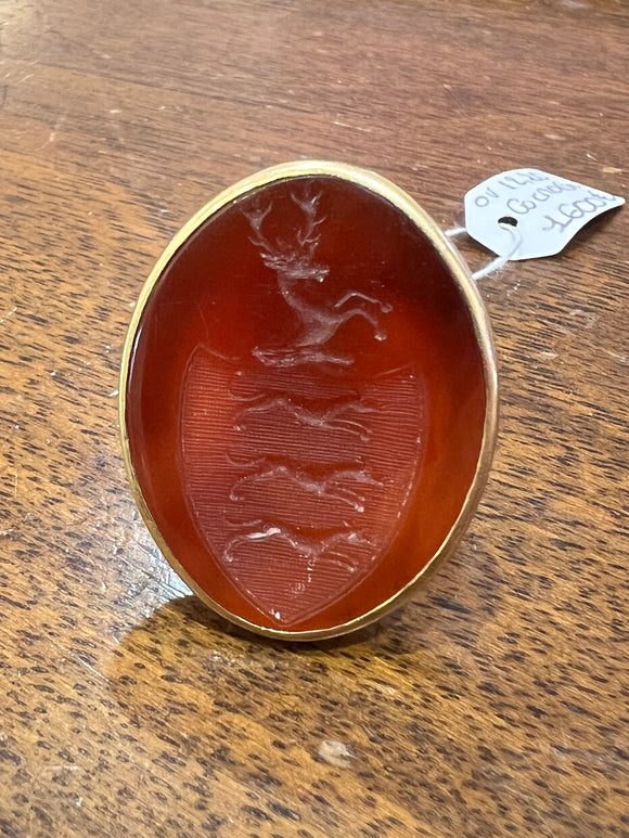 Gold and Agate French Antique Signet Ring