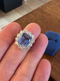 Certified 7.40 Carats Ceylon Sapphire and Diamonds Vintage Ring