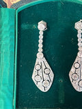 Gold Platinum and 5.50 Carats Diamonds French Art Deco Earrings