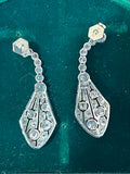 Gold Platinum and 5.50 Carats Diamonds French Art Deco Earrings