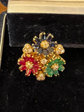 Gold and Precious Stones Vintage Clip Earrings by Michalis