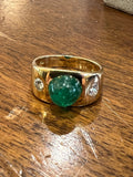 Gold Diamonds and 2 Carats Emerald Ring