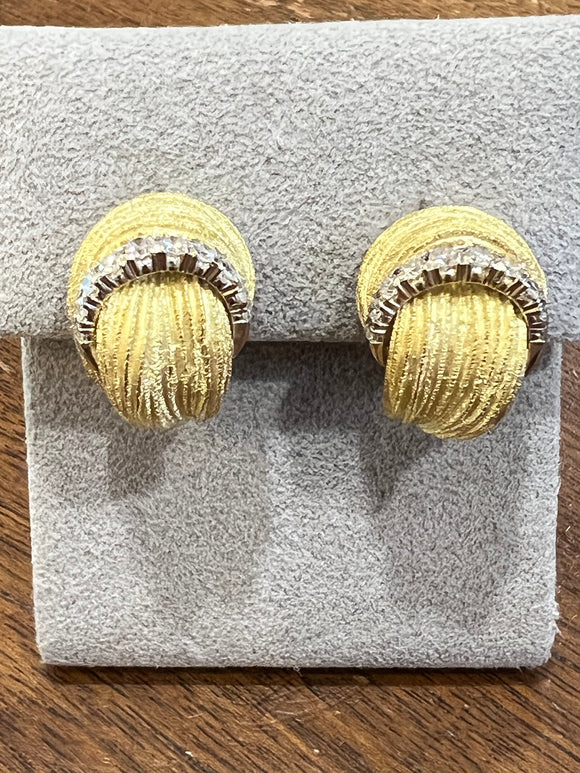 Gold and Diamonds Vintage Earrings circa 1970