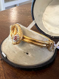 Gold Diamonds and Ruby French Antique Snake Bracelet