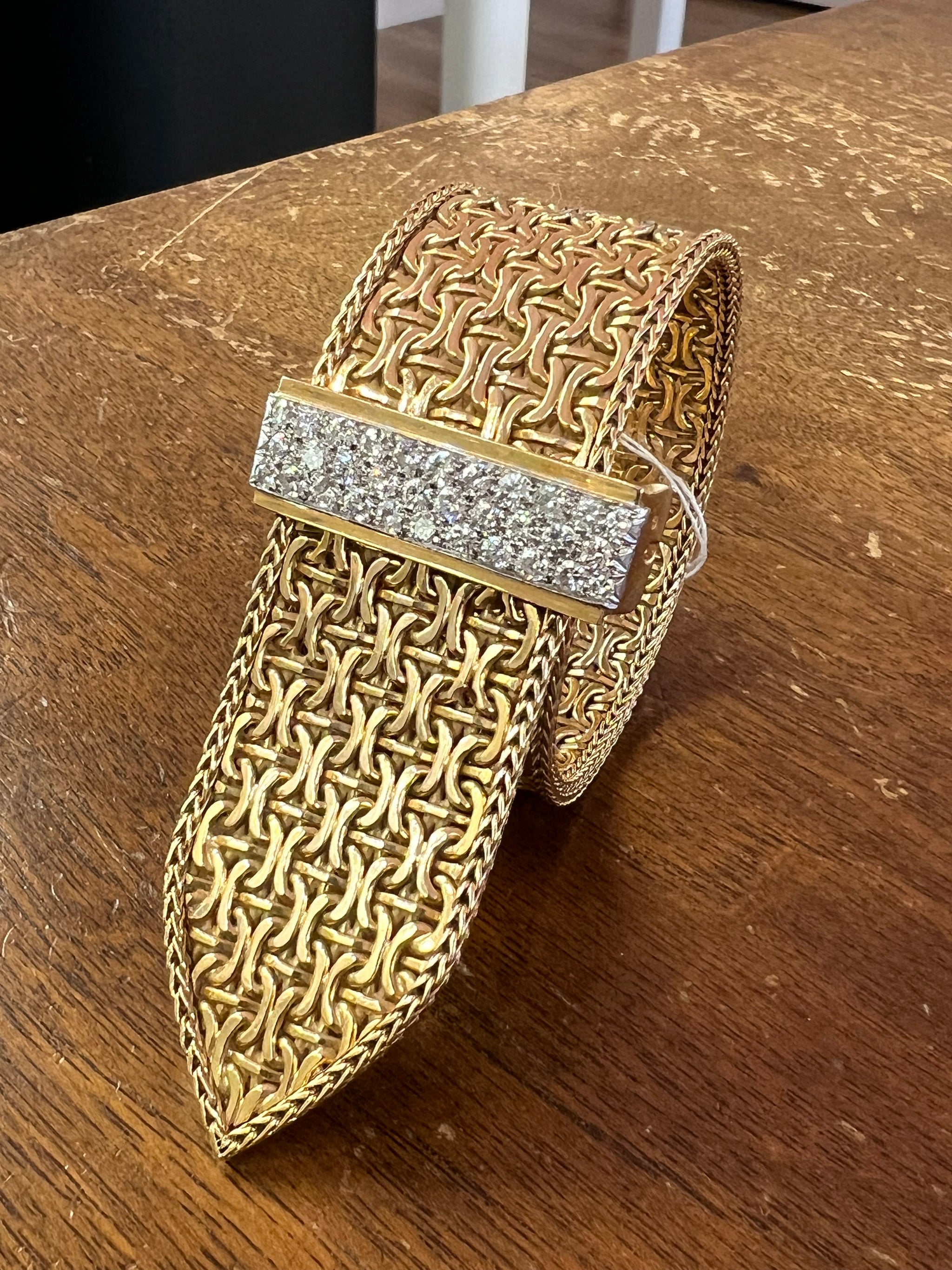 1950's Gold and 3 Carats Diamonds French Vintage Bracelet