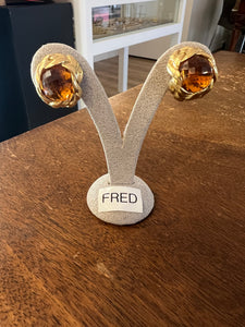 Fred Gold and Citrine Vintage Earrings