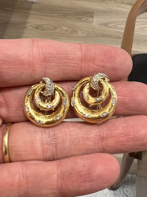 Gold and Diamonds Vintage Clip Earrings