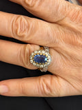 Gold Diamonds and Sapphire French Antique Ring