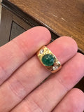 Gold Diamonds and 2 Carats Emerald Ring