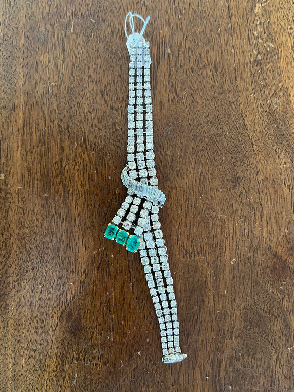 Platinum Emeralds 25 Carats Diamonds Vintage Bracelet