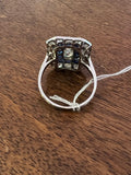 Platinum Diamonds and Sapphires French Art Deco Ring