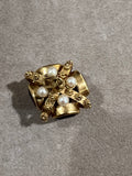 Améthystes d’or et perles charme / pendentif vintage italien