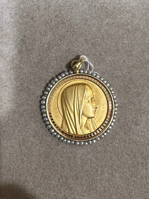 Gold and Pearls French Antique Medal