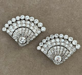 Broches Double Clip Art Déco Français en platine et diamants 12 carats