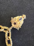 Gold and Fine Stones Vintage Charms Bracelet