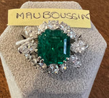 4 Carats Emerald and 2.5 Carats Diamonds Mauboussin Ring