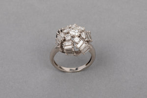 3.20 Carat Platinum and Diamonds French Cocktail Ring