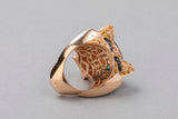 Gold Diamonds Emeralds and Sapphires Tiger Fashion Ring
