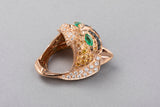 Gold Diamonds Emeralds and Sapphires Tiger Fashion Ring