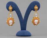 Gold and Agate Antique Napoleon III Earrings