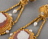 Gold and Agate Antique Napoleon III Earrings