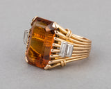 Gold Diamonds and Citrine French Vintage Ring