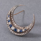 Gold Sapphires and Diamonds French Antique Crescent