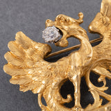 Antique Gold and Diamond French "Chimère" Brooch